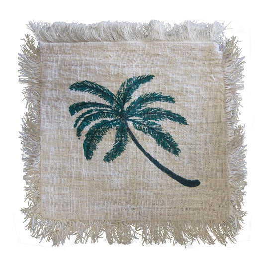 Linen Cushion 60 x 60 Palm Tree