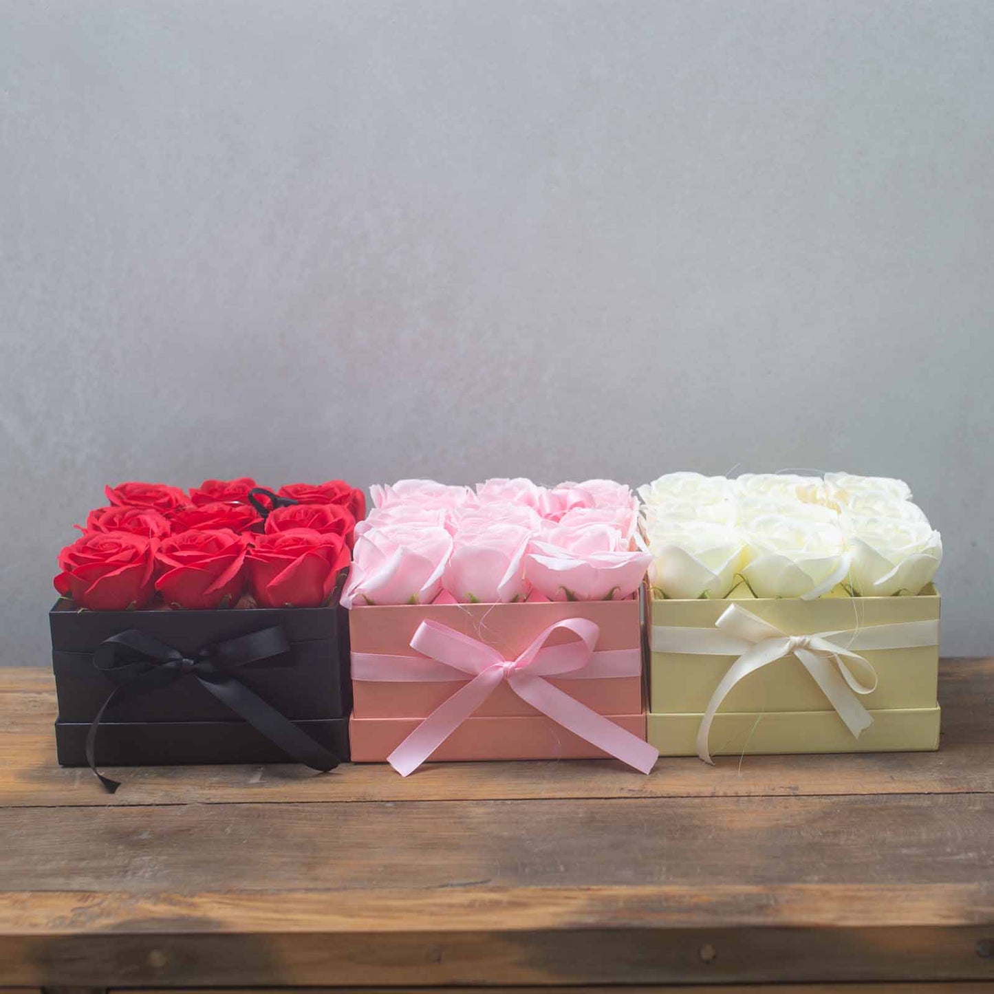 Soap Flower Gift Bouquet - 9 Red Roses - Square