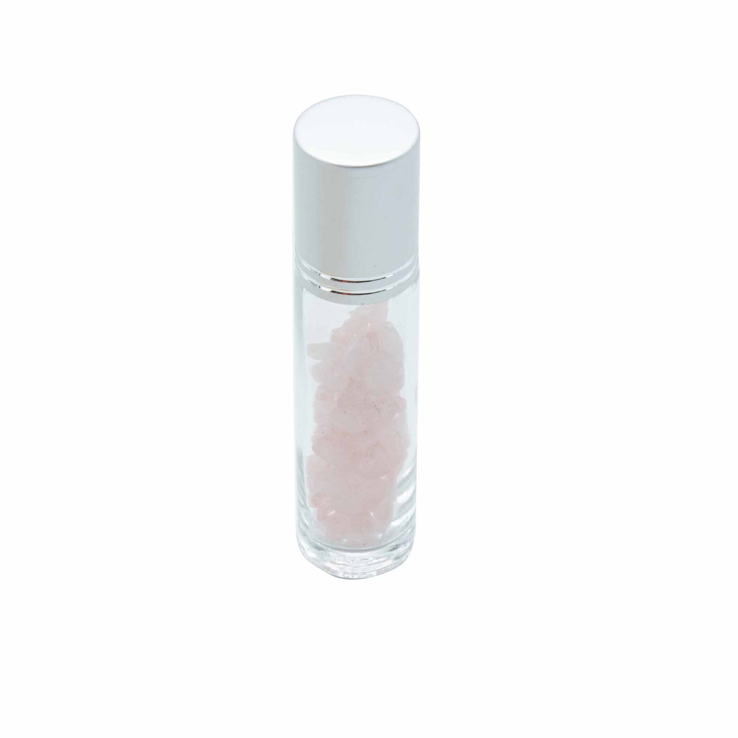 Gemstone Essential Oil Roller Bottle - Rose Quartz - Silver Cap