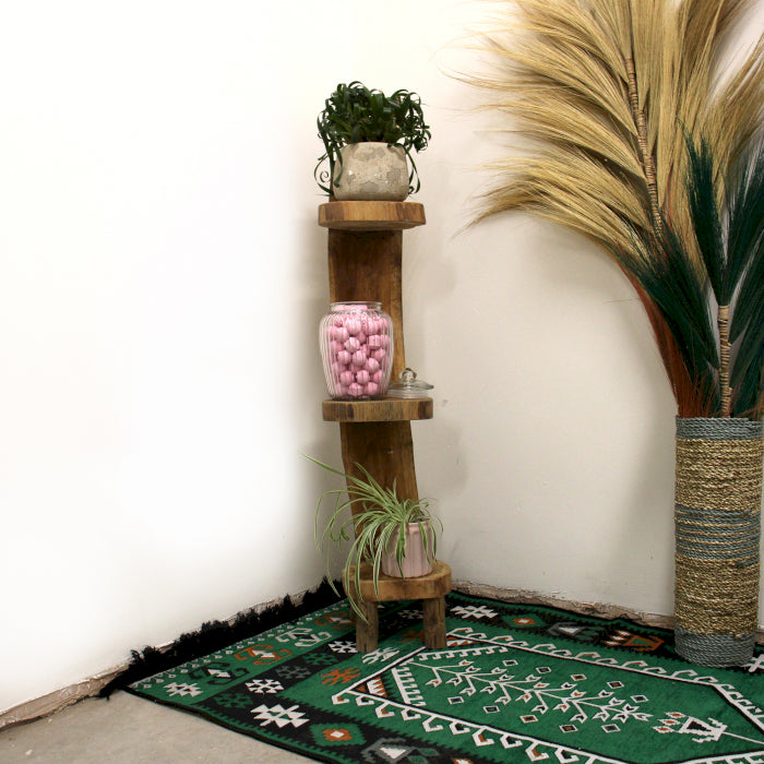 Natural Teak Log Shelve Display 3 Shelves 100cm high