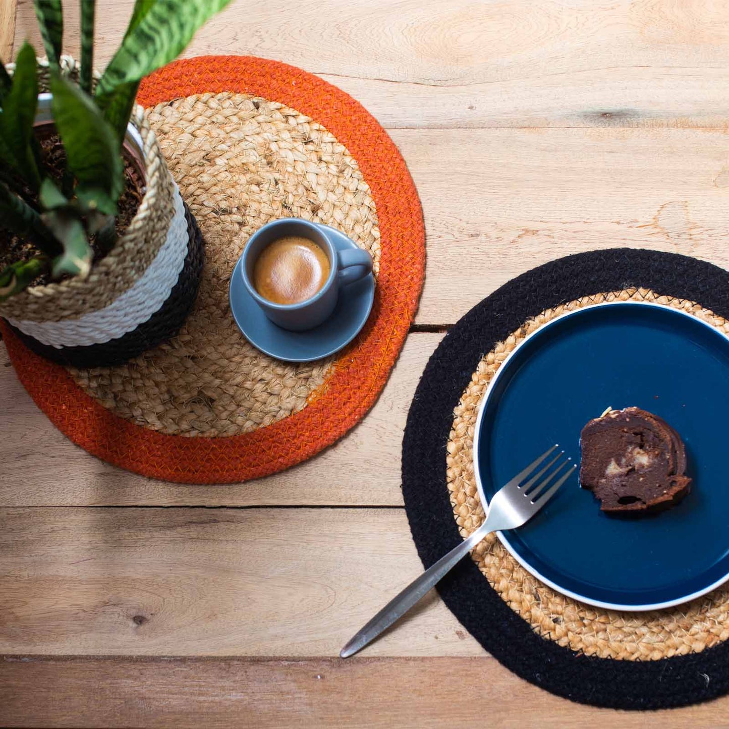 Natural Place Mat - Jute & Cotton 30cm - Olive Boarder