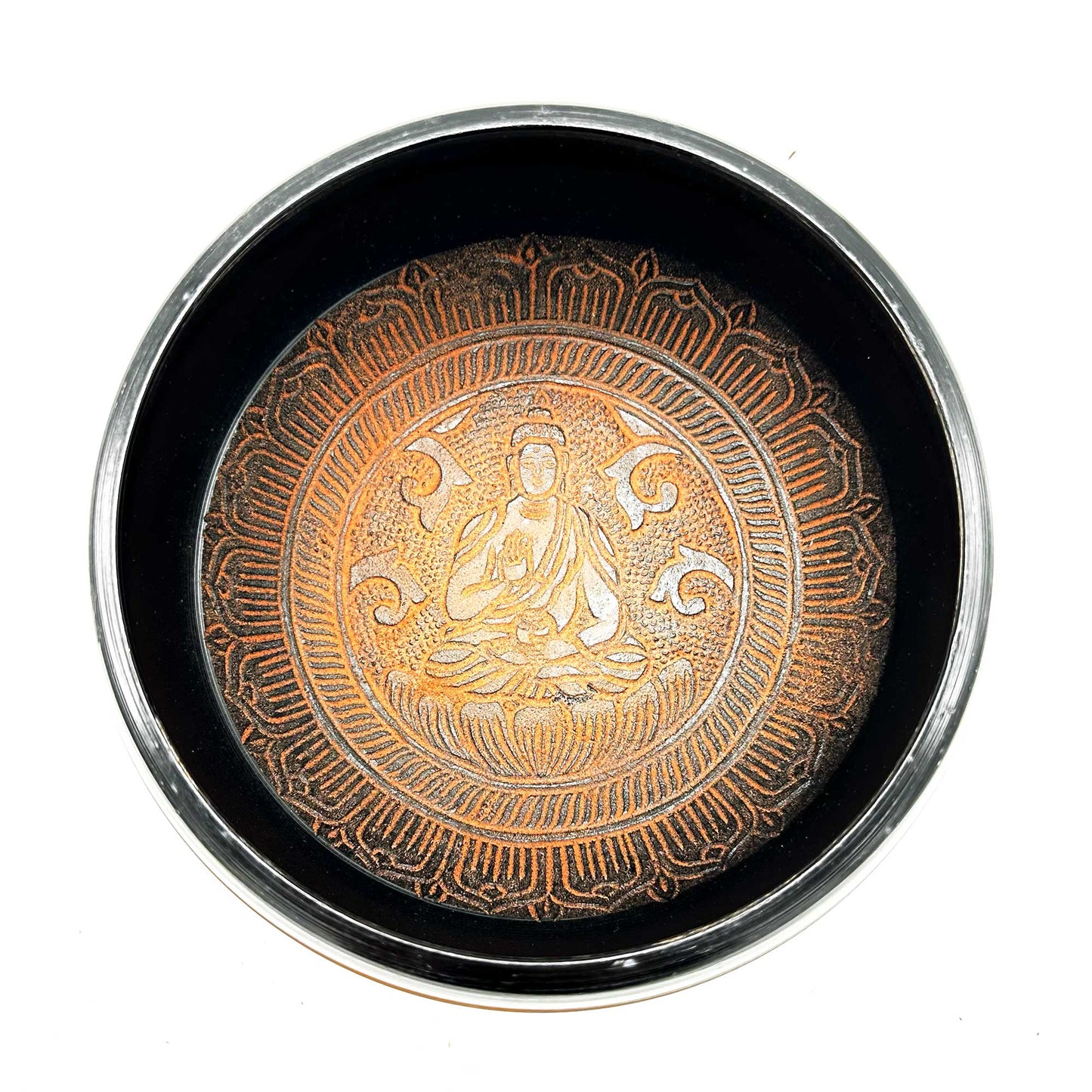 Earth Powder Singing Bowl - Clay Om Buddha - 16cm