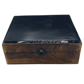 Large Ceramic Glazed Wood Box - 20x15x7.5cm - Black