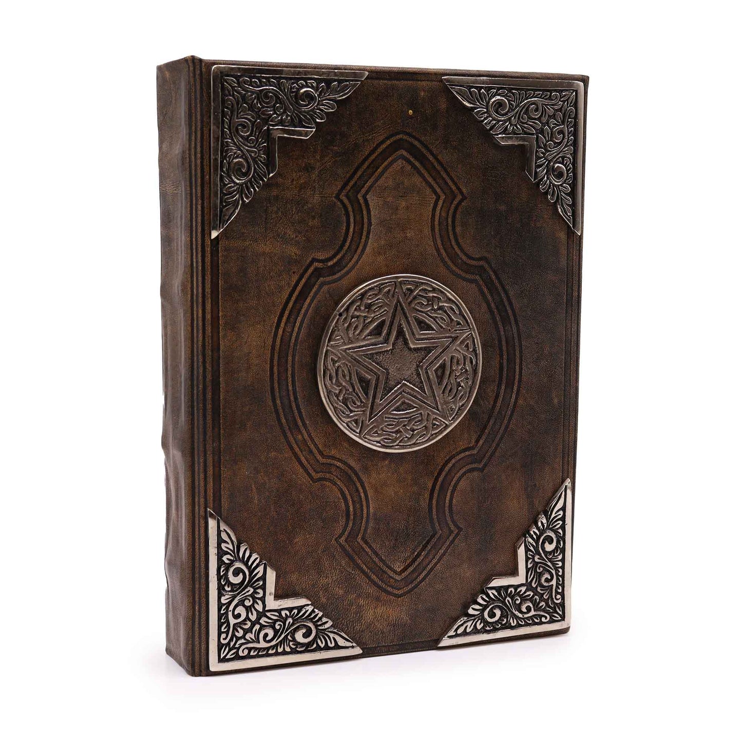 Heafty Brown Tan Book - Zinc Pentagon Decor - 200 Deckle Edges Pages
