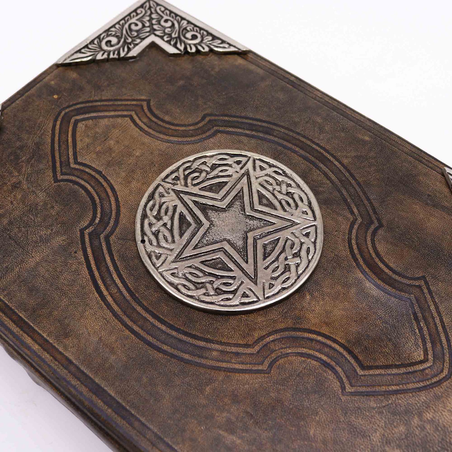 Heafty Brown Tan Book - Zinc Pentagon Decor - 200 Deckle Edges Pages