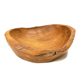 Natural Rough Shape Teakwood Fruit Bowl - 31x22x8cm