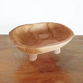 Smooth Teakwood Fruit Bowl on Legs - 30x23x10cm