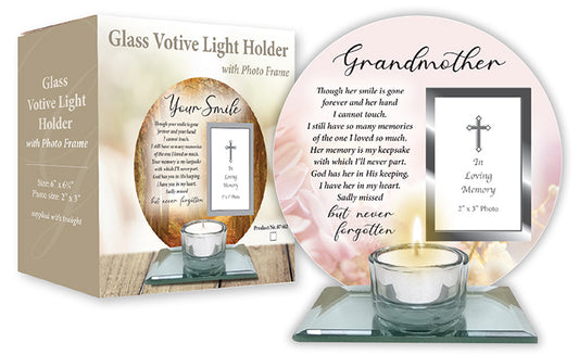 "Grandmother" Glass Memorial with Tealight Holder & Inscription