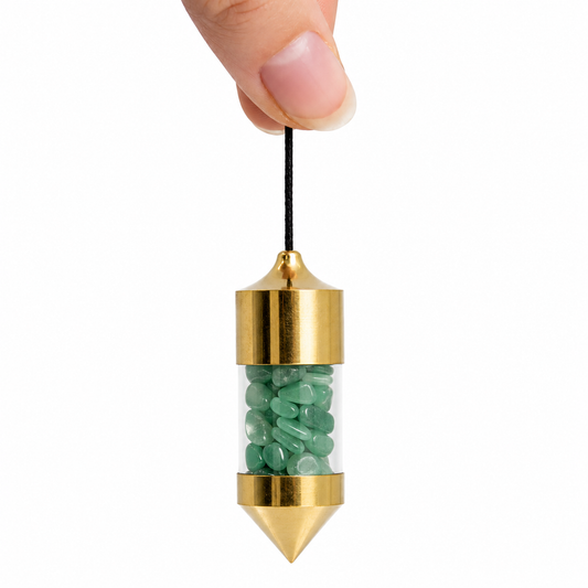 Aventurine Gemstone Capsule Pendulum (Gold)