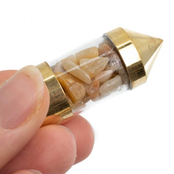 Citrine Gemstone Capsule Pendulum (Gold)