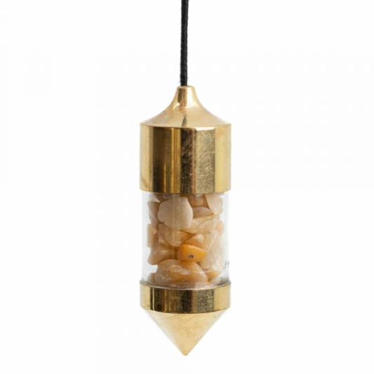 Citrine Gemstone Capsule Pendulum (Gold)
