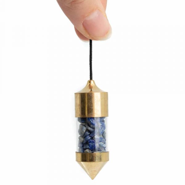Lapis Gemstone Capsule Pendulum (Gold)