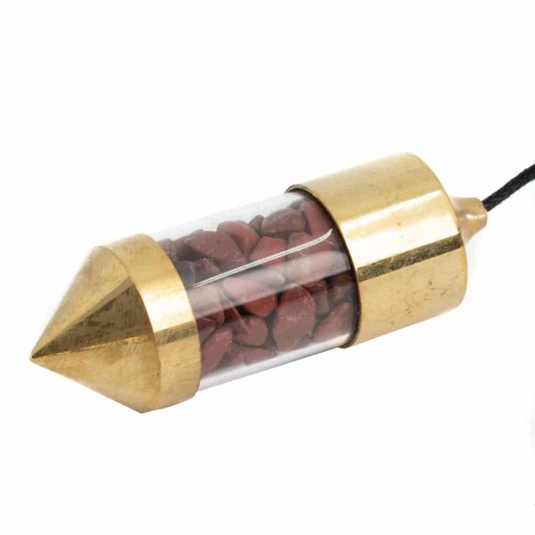 Red Jasper Gemstone Capsule Pendulum (Gold)