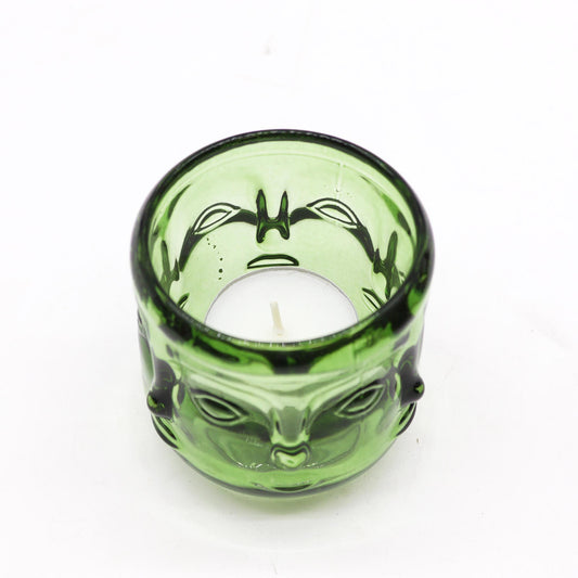 Set of 2 Buddha Faces Candle Jar - Garden Jade