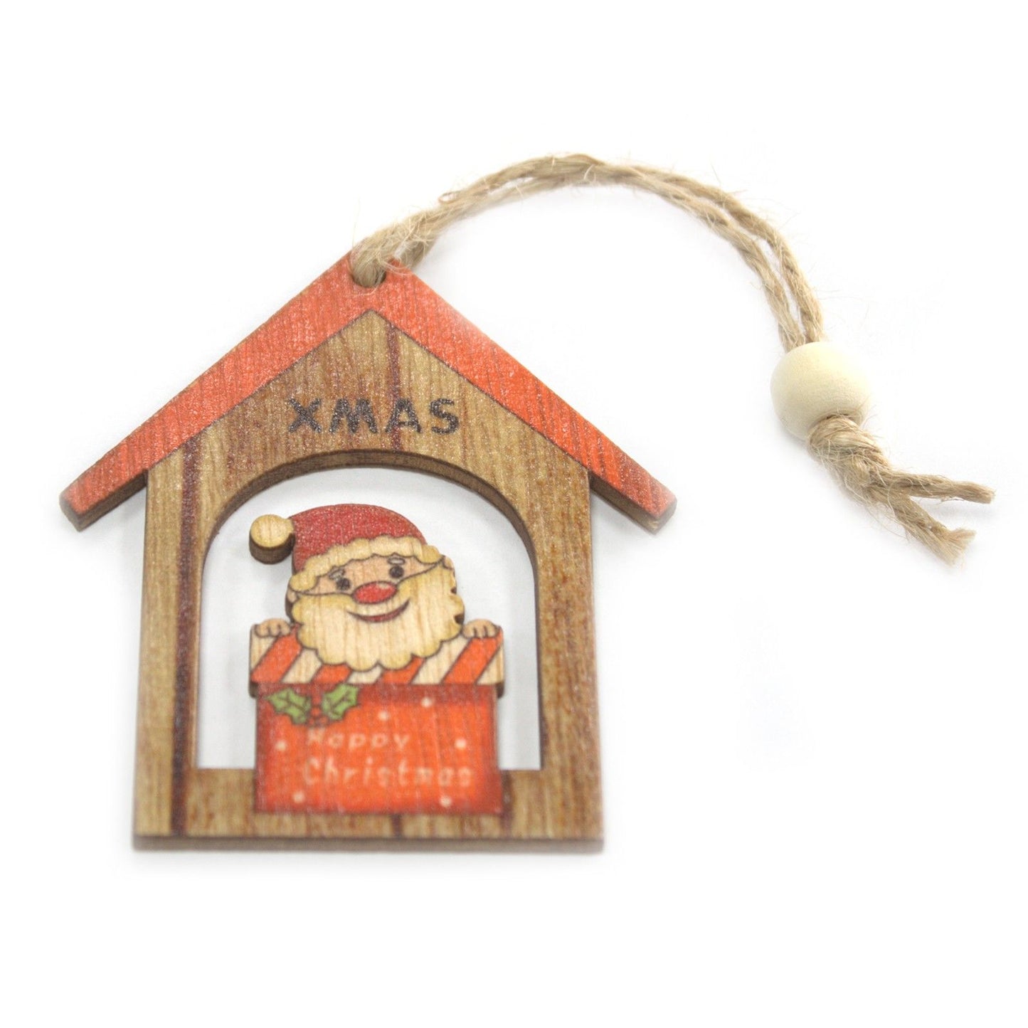 Christmas Wooden Craft Decoration - Xmas Santa Gift (Pack of 2)