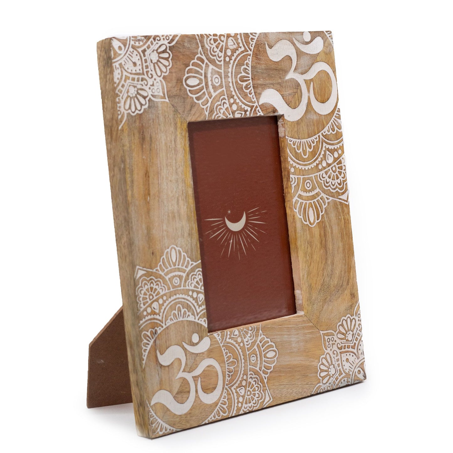 Medium Mango Wood Picture Frame (6x4in / 10x15cm Photo) - Mandala - White