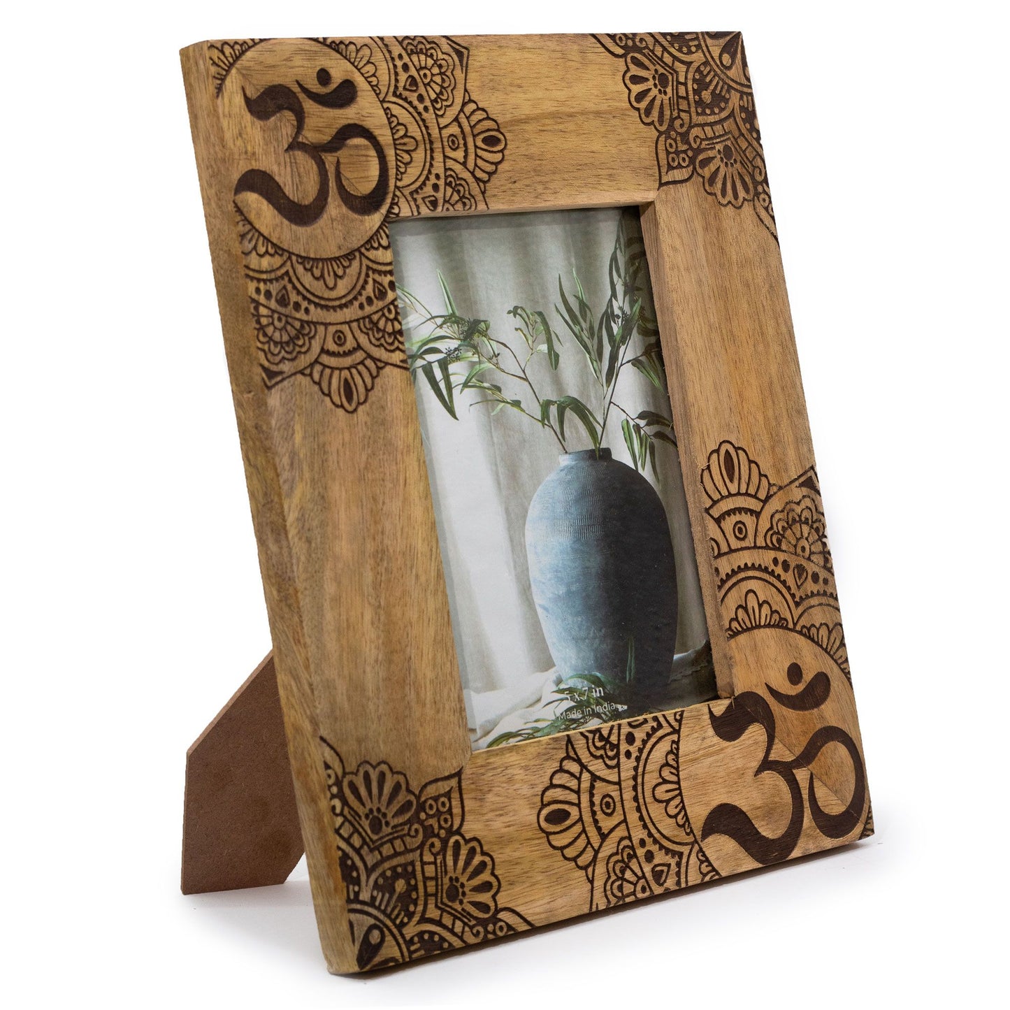 Large Mango Wood Picture Frame (5x7in/ 13x18cm Photo) - Mandala - Black