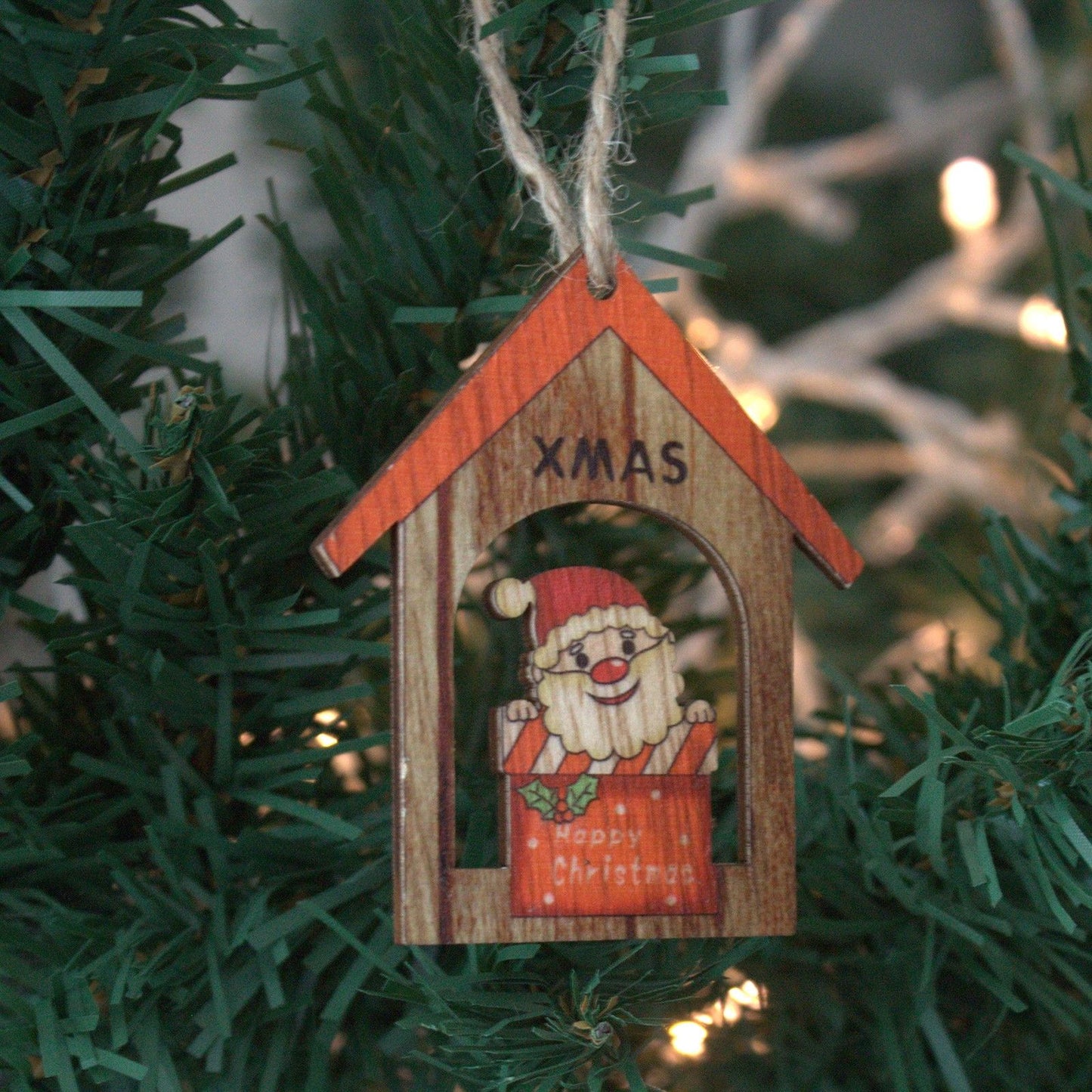 Christmas Wooden Craft Decoration - Xmas Santa Gift (Pack of 2)