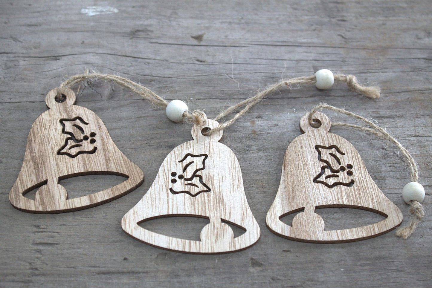 Christmas Wooden Craft Decoration - Bell (Pack of 2)