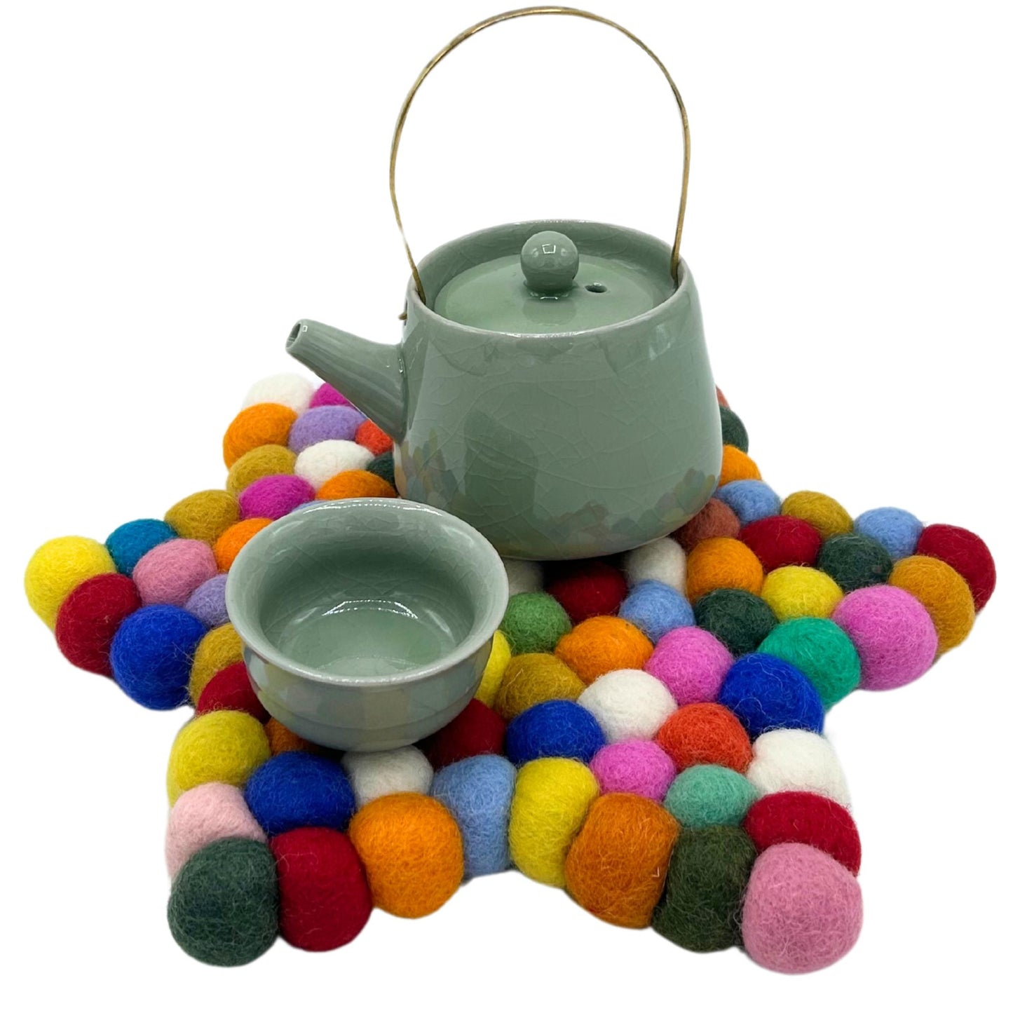 Felt Ball Star Centre Mat -  Multi Colour