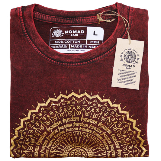 Large Stone Washed T-Shirt - Mandala - Maroon