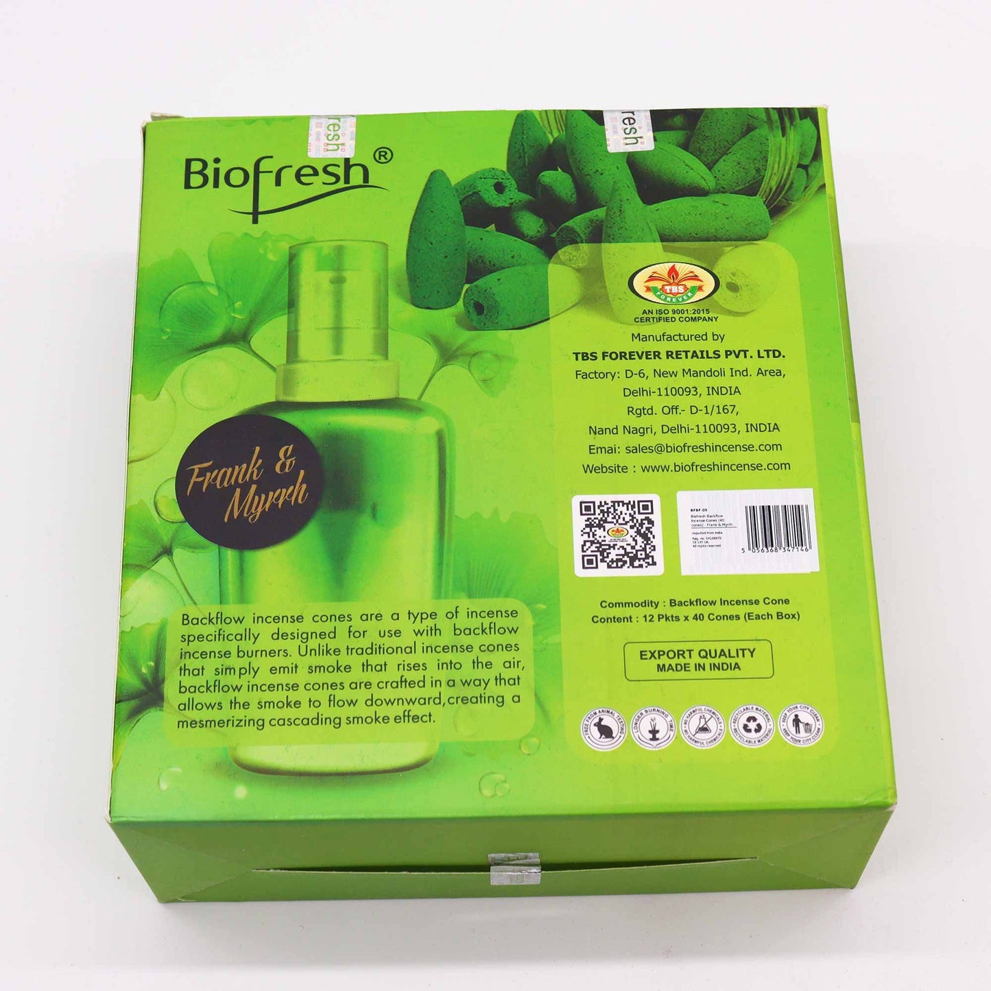 Biofresh Backflow Incense Cones (40 cones) - Frank & Myrrh