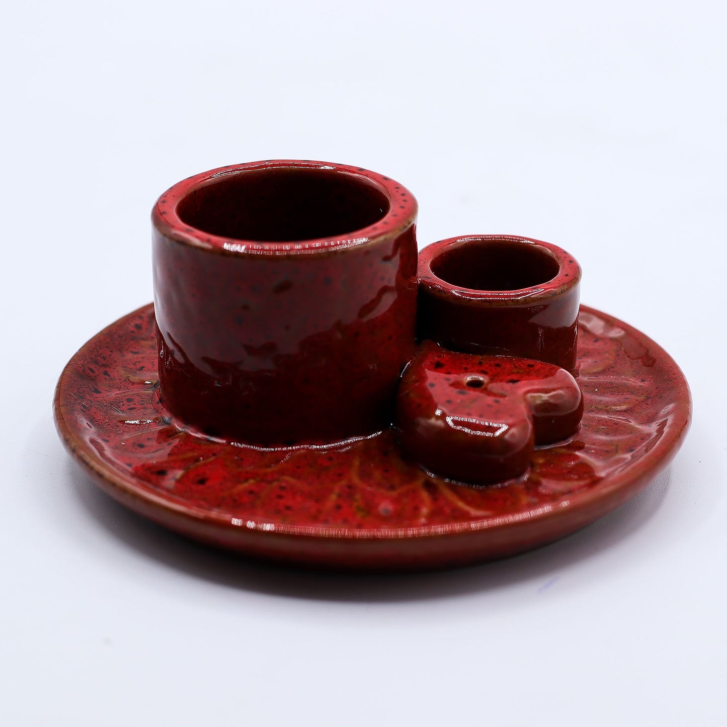 Palo Santo Stick & Smudge Holder - Mandala - Red with Heart Gloss