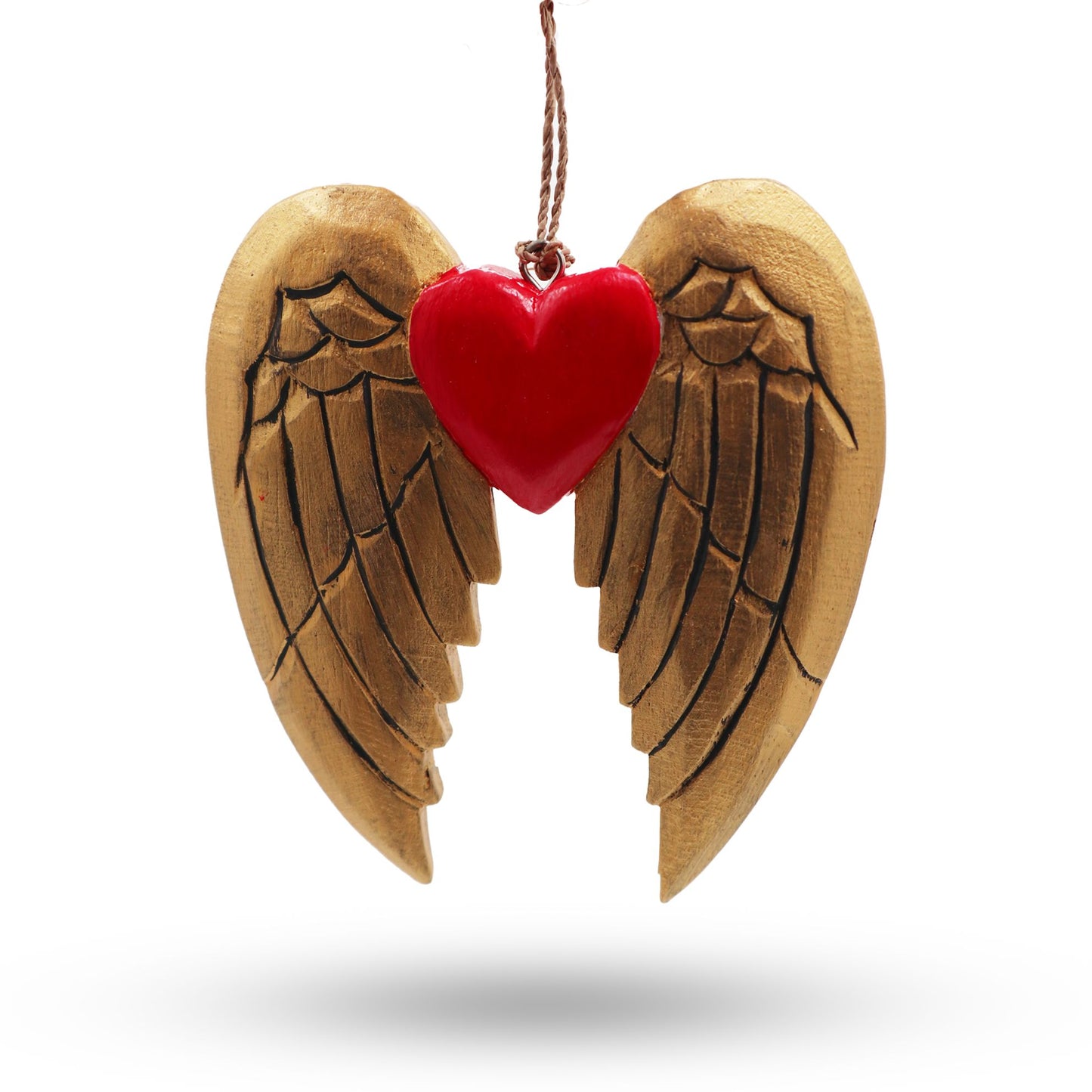 Gold Christmas Angel Wing & Heart - black detail