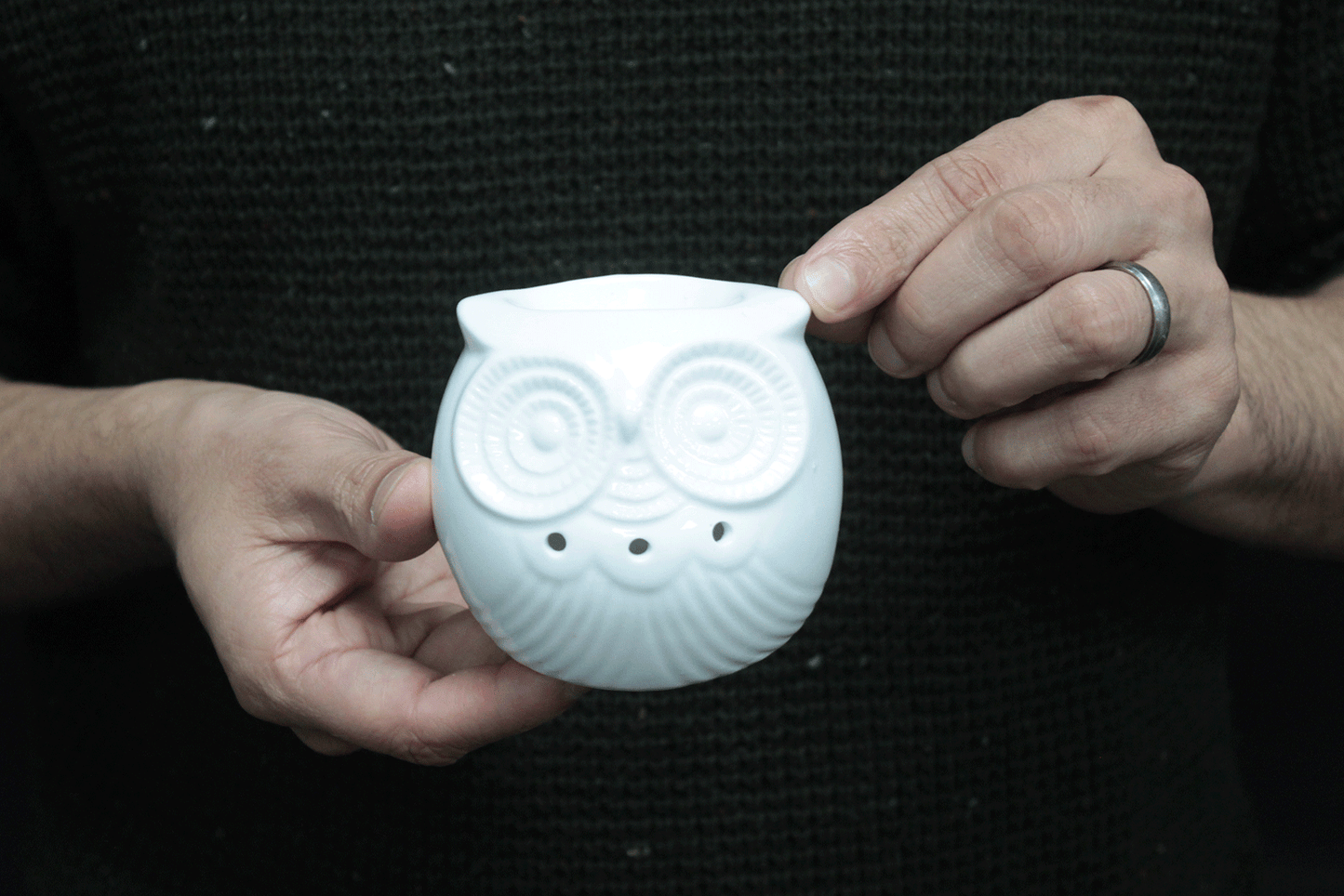 Classic White Oil Burner - Short Owl