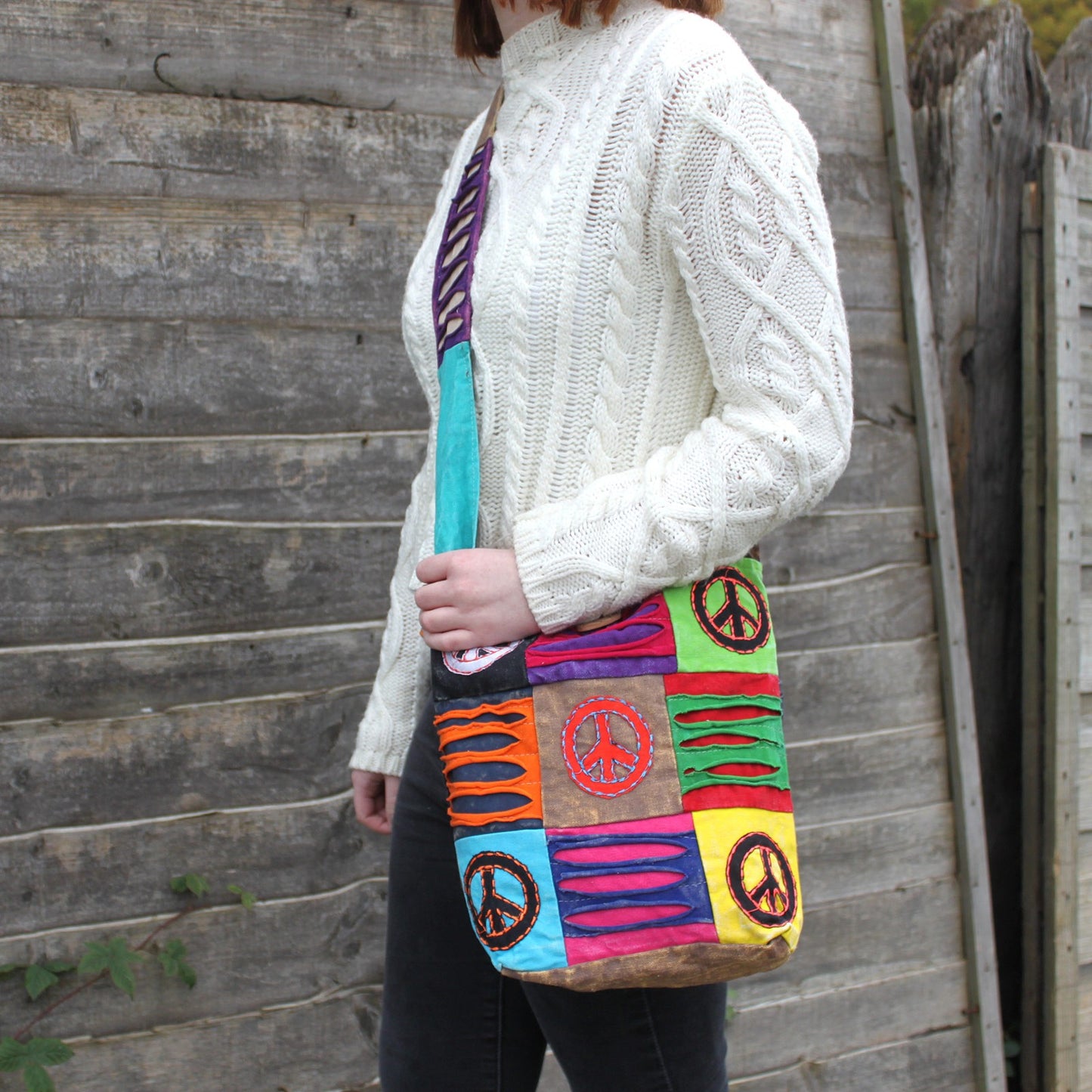 Ethnic Sling Bag - Sand / Peace