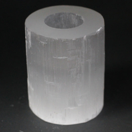 Selenite Cylinder Candle Holder - 10 cm