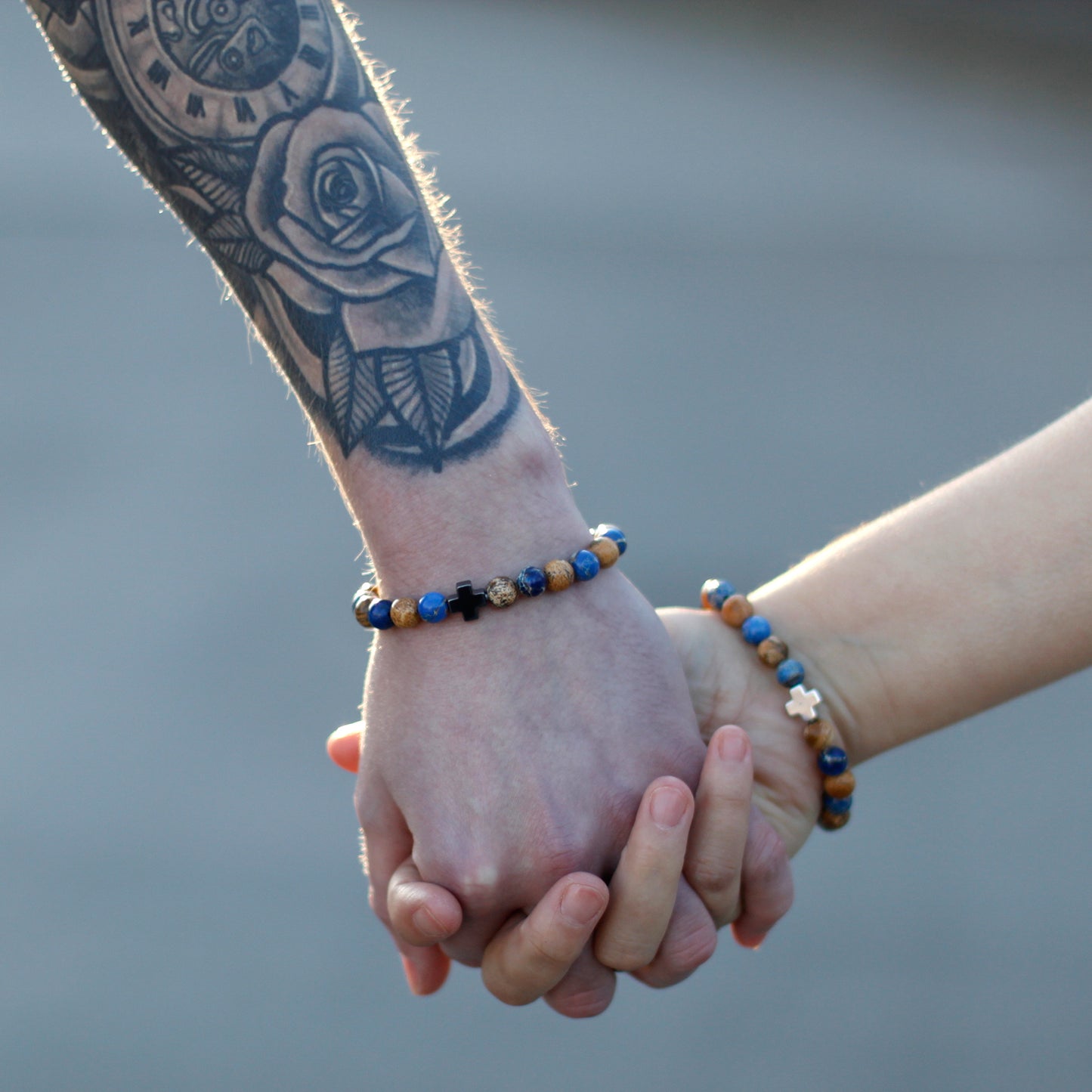 Set of 2 Gemstones Friendship Bracelets - Support - Sodalite & Picturestone