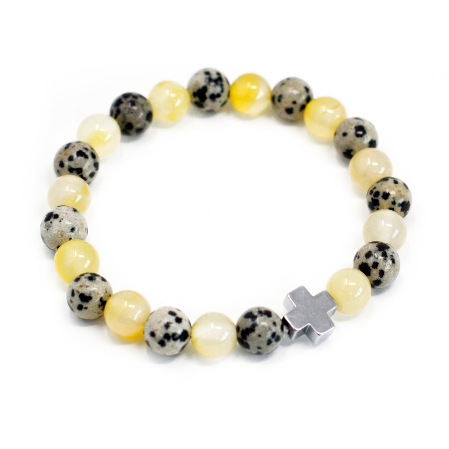 Set of 2 Gemstones Friendship Bracelets - Protection - Dalmation Jasper & Yellow Agate