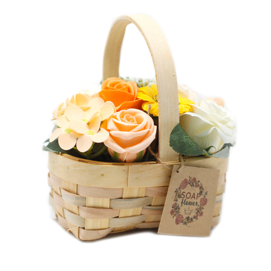 Medium Orange Soap Bouquet in Wicker Basket