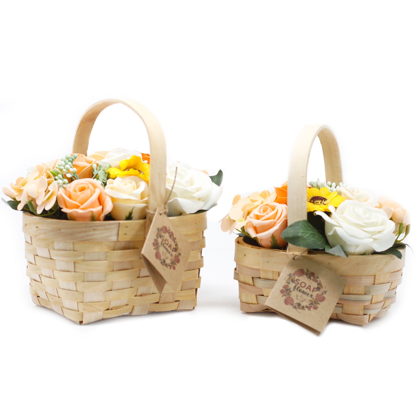 Medium Orange Soap Bouquet in Wicker Basket