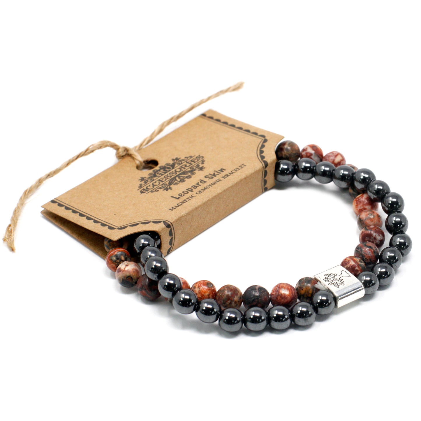 Magnetic Gemstone Bracelet - Leopard Skin Jasper