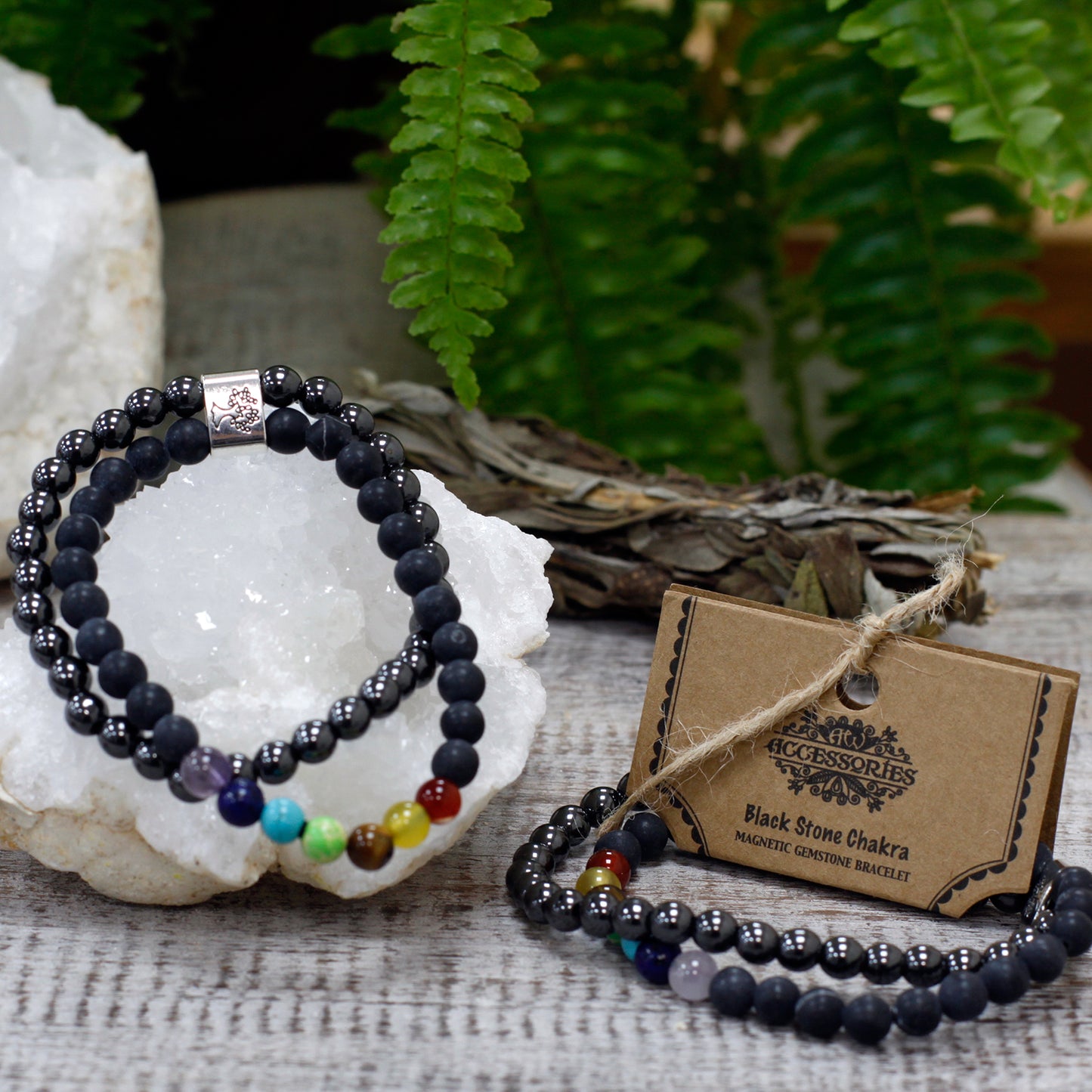 Magnetic Gemstone Bracelet - Black Stone Chakra