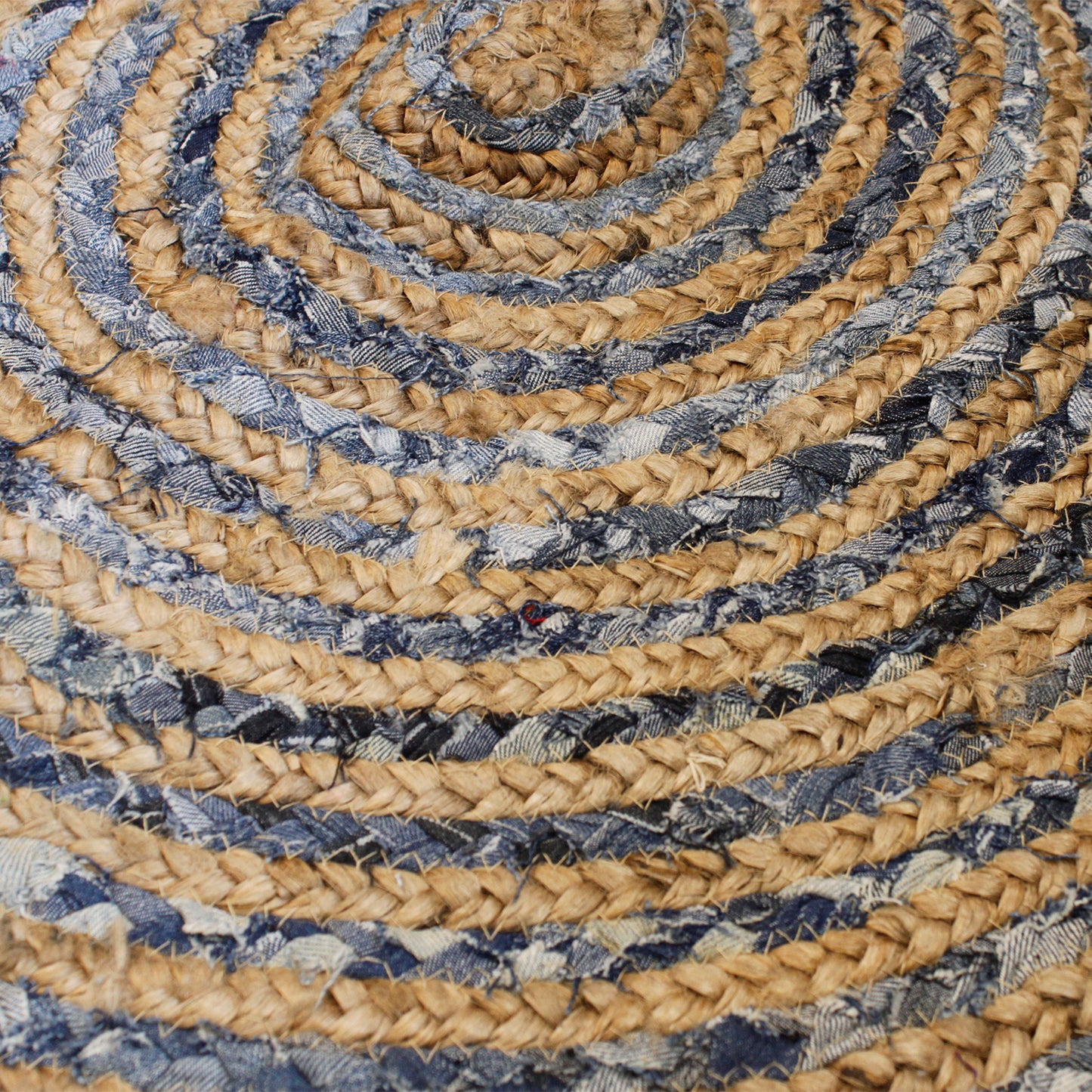 Round Jute and Recycle Denim Rug - 150 cm