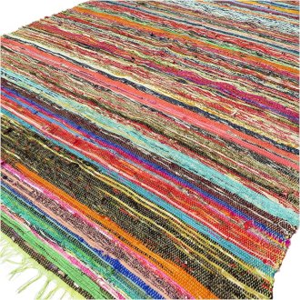 151 x 90cm Luxury Rag Rug - Green