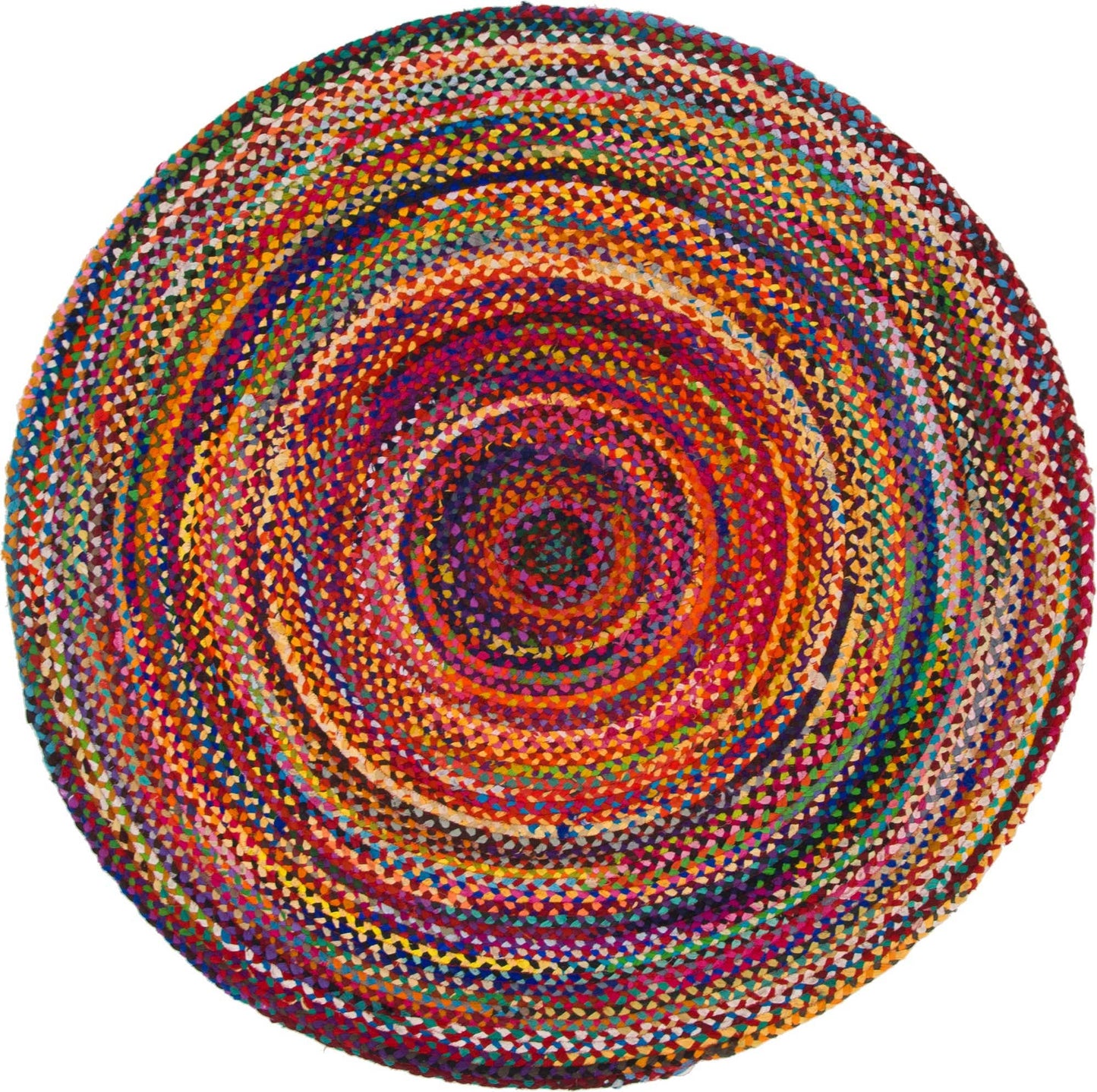 Round Jute and Recycled Cotton Rug - 120 cm