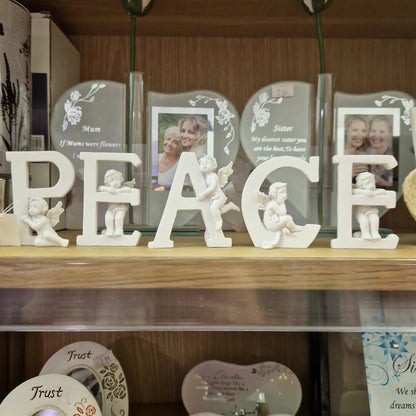 Peace Lettering with Cherubs