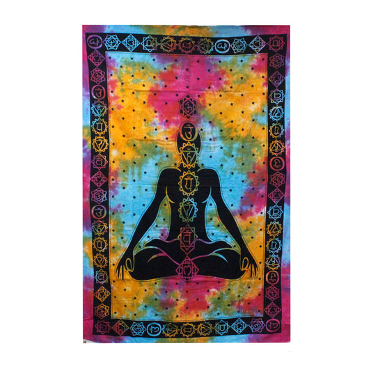 Double Cotton Bedspread + Wall Hanging - Chakra Buddha 230cm x 200cm