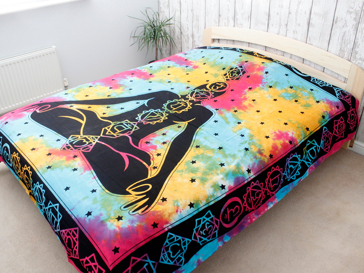 Double Cotton Bedspread + Wall Hanging - Chakra Buddha 230cm x 200cm