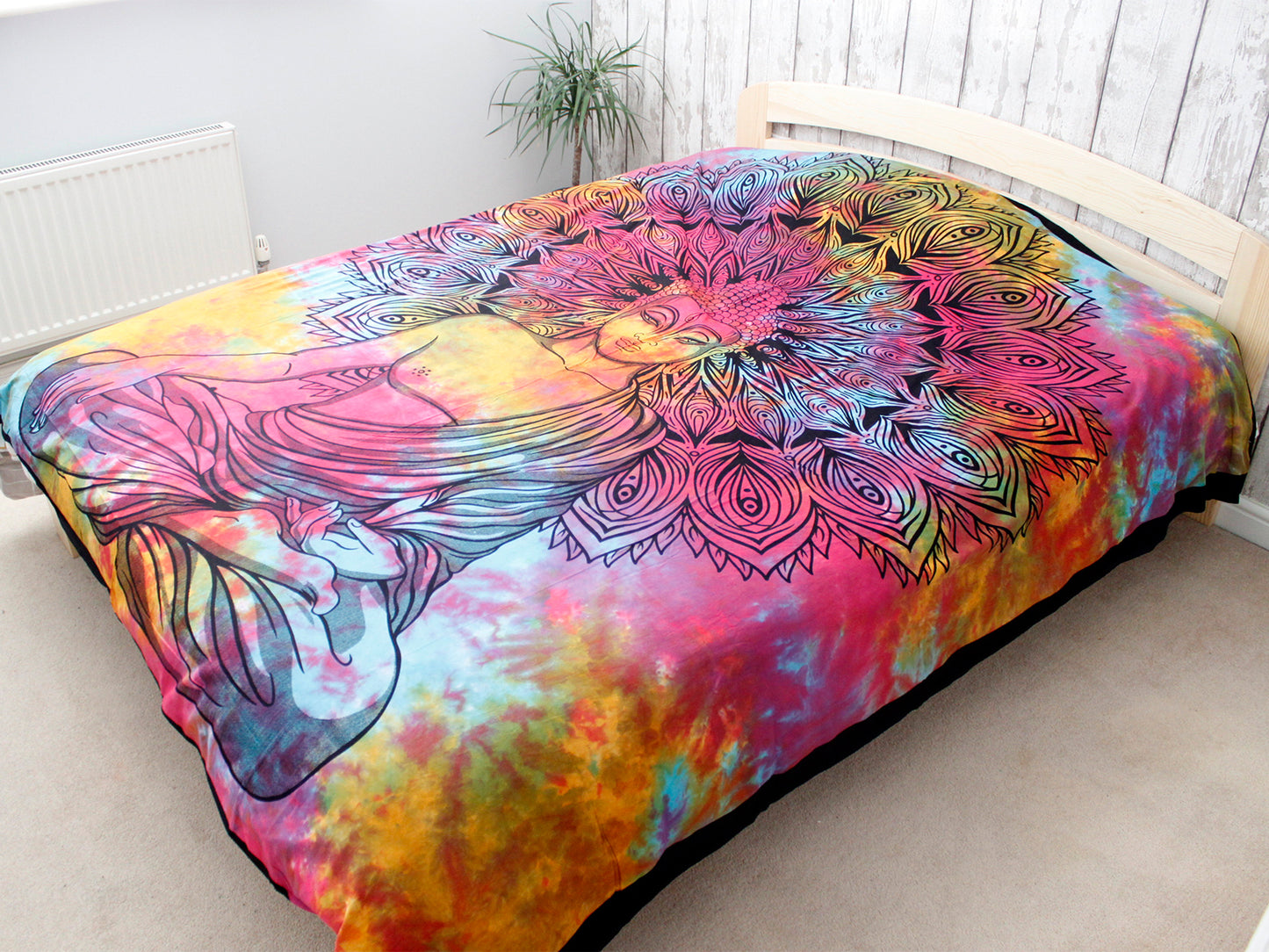 Double Cotton Bedspread + Wall Hanging - Peaceful Buddha 230cm x 200cm