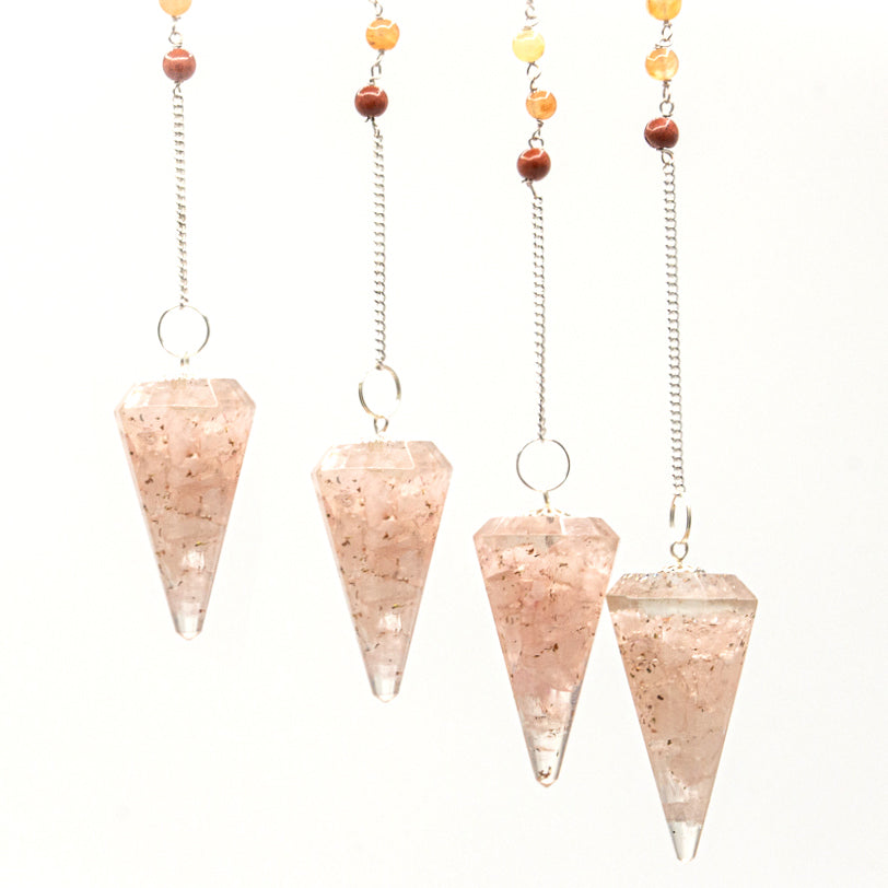 Orgonite Power Chakra Pendulum - Rose Quartz