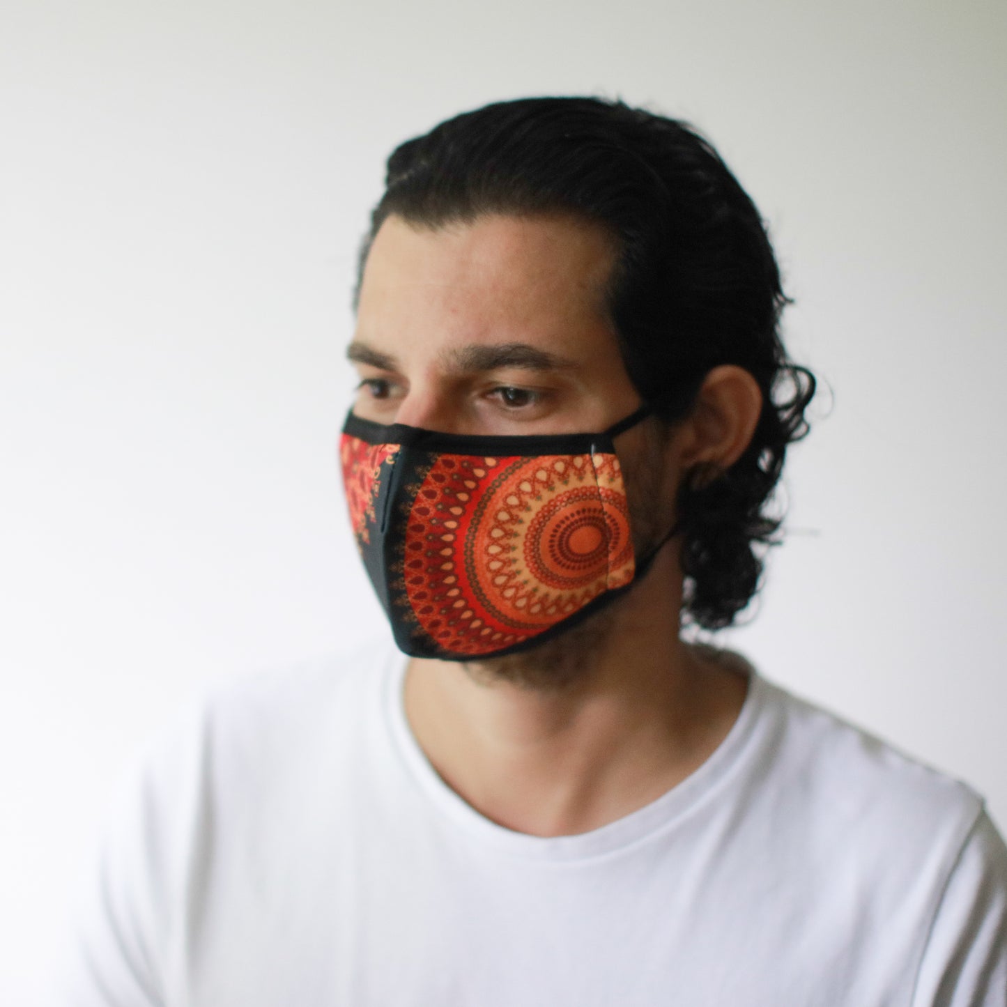 Reusable Fashion Face Covering - Orange Mandala (Adult)