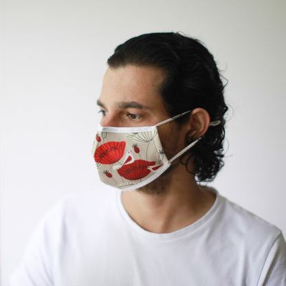 Reusable Fashion Face Covering - Oriental Poppies (Adult)
