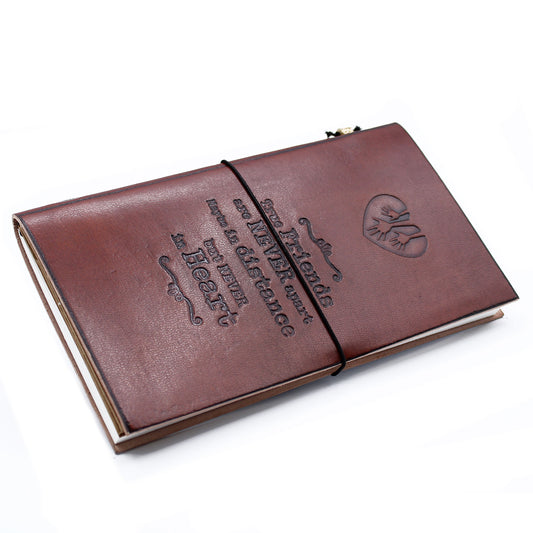 Handmade Leather Journal - True Friends - Brown (80 pages)