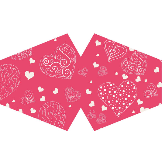 Reusable Fashion Face Covering - Pink Hearts (Adult)