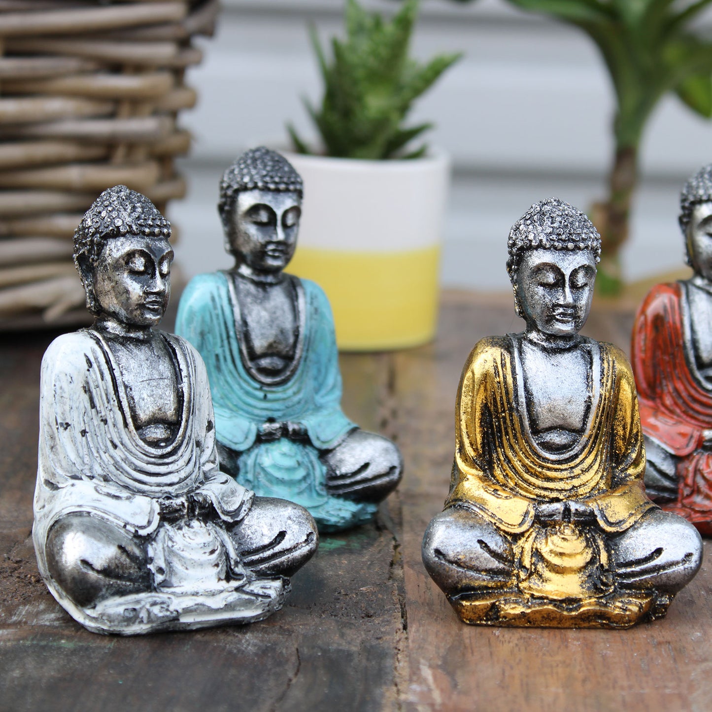 Silver Mini Buddha - 6 Pack (Assorted Colours)